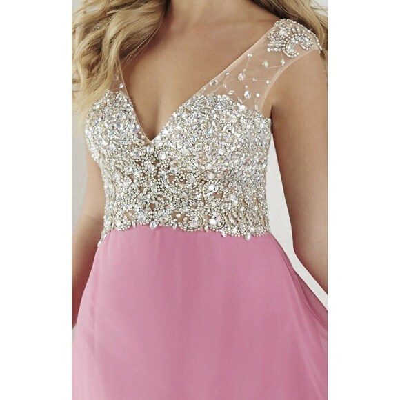 Tiffany Designs Chiffon Beaded Prom Dress 16190 Pastel Orchid/Nude - Picture 2 of 7